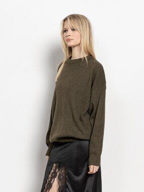 GREEN WOOL SWEATER Vintage Knit Pullover Jumper Oversize / Medium